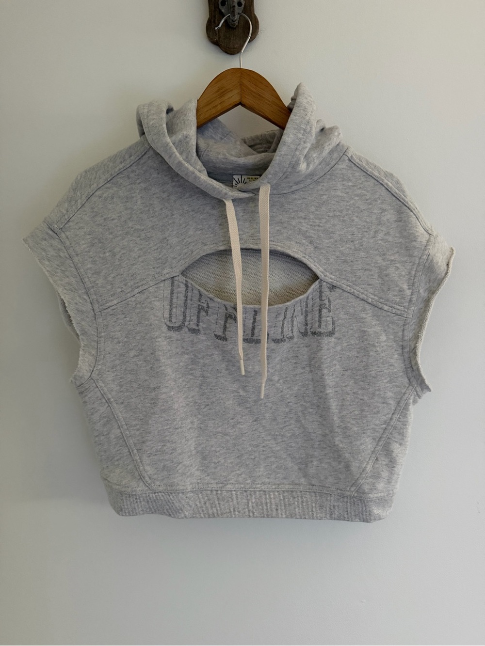 OFFLINE by Aerie Y2K Cutout Crop Hoodie Grey M